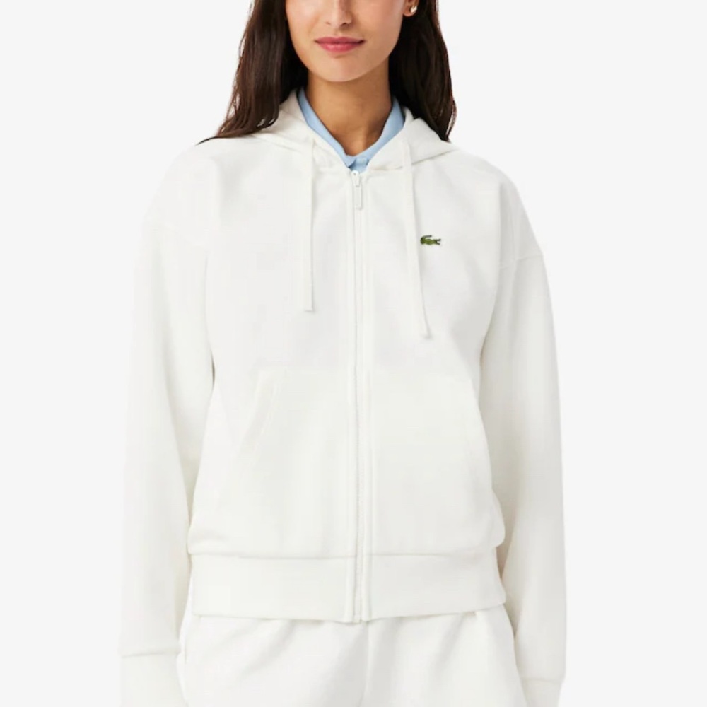 🚫SOLD🚫Lacoste White Cotton Blend Full Zip Hoodie Size S